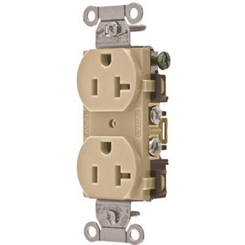 HUBBELL WIRING 20 Amp Hubbell Commercial Industrial Grade Duplex Receptacle, Ivory