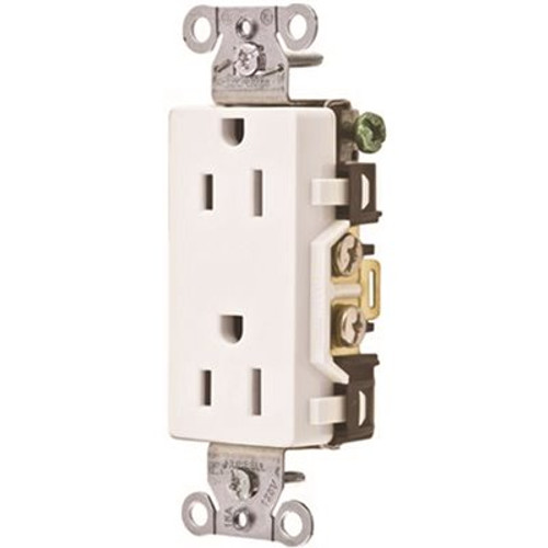 HUBBELL WIRING 15 Amp Hubbell Commercial Grade Decorator Duplex Receptacle, White