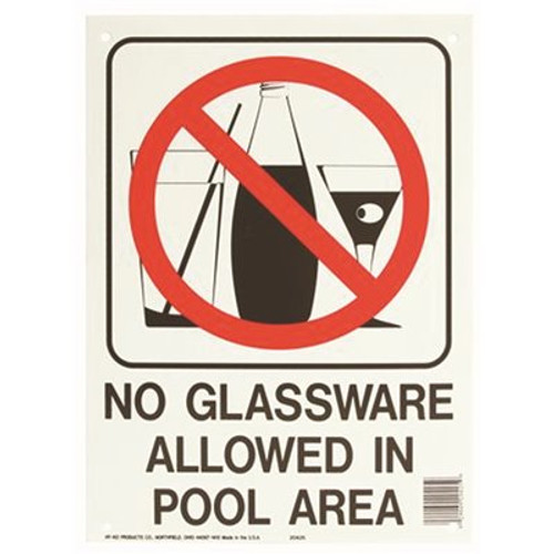 HY-KO Water Safety No Glassware Allowed in Pool Sign
