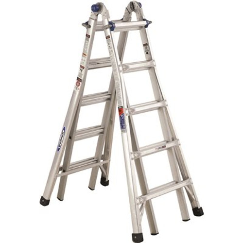 Werner 22 ft. Reach Aluminum Telescoping Multi-Position Ladder with 300 lbs. Load Capacity Type IA Duty Rating