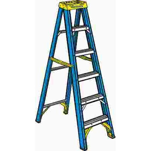 Werner 8 ft. Fiberglass Step Ladder with Yellow Top 250 lbs. Load Capacity Type I Duty Rating