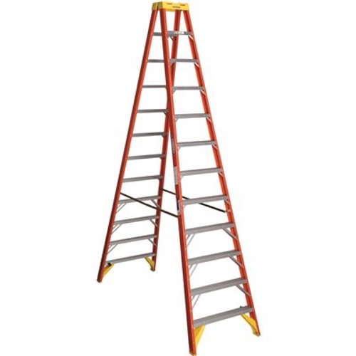 Werner 12 ft. Fiberglass Twin Step Ladder with 300 lbs. Load Capacity Type IA Duty Rating