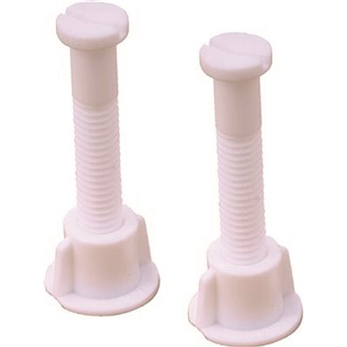 ProPlus 7/16 in. x 2-1/4 in. Toilet Seat Bolts Plastic White, Display Bag (2-Pack)