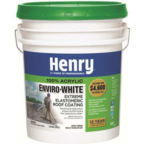 Henry 5 Gal. Acrylic Reflective Elastomeric Roof Coating Henry 5 Gal. Acrylic Reflective Elastomeric Roof Coating