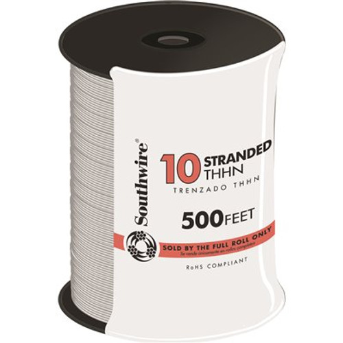 Southwire 500 ft. 10 White Stranded CU THHN Wire