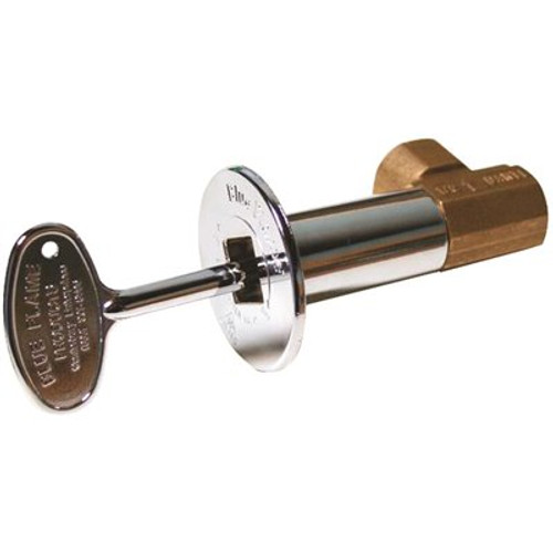 Blue Flame Angle Gas Valve Kit Included Brass Valve, Floor Plate and Key in Polished Chrome