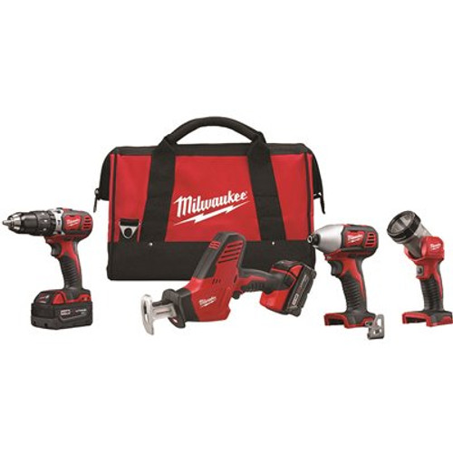 Milwaukee M18 18V Lithium-Ion Cordless Combo Tool Kit (4-Tool) w/(2) 3.0Ah Batteries, (1) Charger, (1) Tool Bag