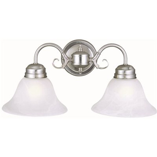 Design House Millbridge 2-Light Satin Nickel Sconce with Alabaster Glass Shade