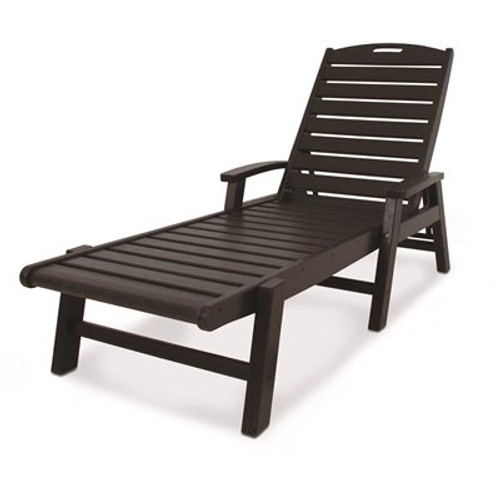 Trex Outdoor Furniture Yacht Club Charcoal Black Plastic Outdoor Patio Stackable Chaise Lounge Chair