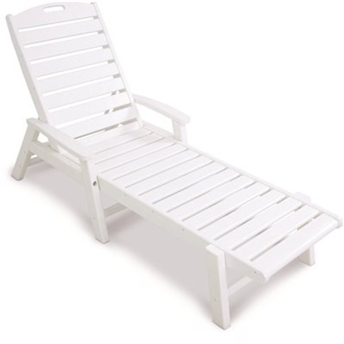 Trex Outdoor Furniture Yacht Club Classic White Plastic Outdoor Patio Stackable Chaise Lounge Chair