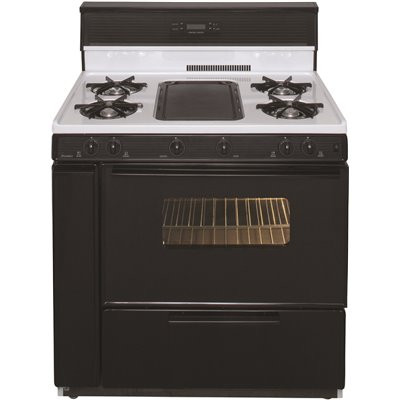 Premier 36 in. 3.91 cu. ft. Freestanding Gas Range with 5 Burner and Griddle Package in White with Black Trim