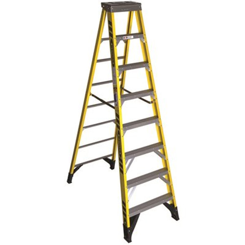 Werner 8 ft. Yellow Fiberglass Step Ladder (12 ft. Reach Height) with 375 lbs. Load Capacity Type IAA Duty Rating