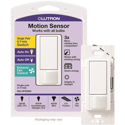 Lutron Maestro 5 Amp Single-Pole or Multi-Location Motion Sensor Switch, White