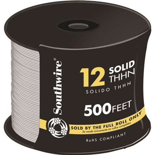 Southwire 500 ft. 12 White Solid CU THHN Wire