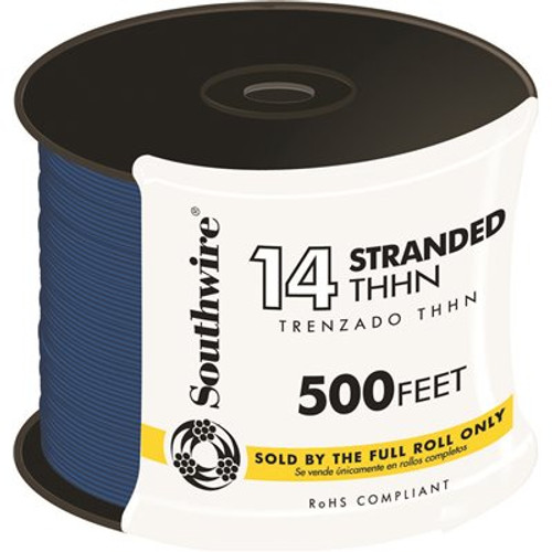 Southwire 500 ft. 14-Gauge Blue Stranded CU THHN Wire Southwire 500 ft. 14-Gauge Blue Stranded CU THHN Wire
