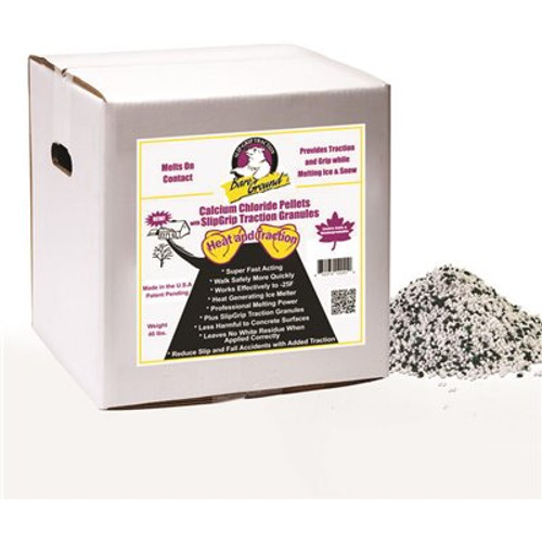 Bare Ground 40 lbs. Box of Calcium Chloride Pellets with Traction Granules Bare Ground 40 lbs. Box of Calcium Chloride Pellets with Traction Granules