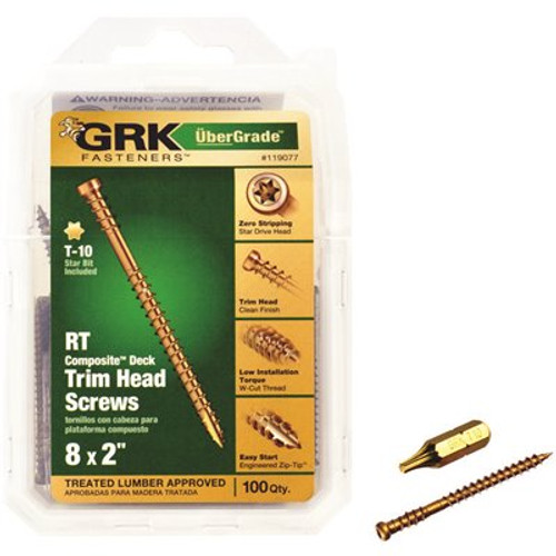 GRK Fasteners #8 x 2 in. Star Drive Composite Trim Head Deck Screw (100-per Pack) GRK Fasteners #8 x 2 in. Star Drive Composite Trim Head Deck Screw (100-per Pack)