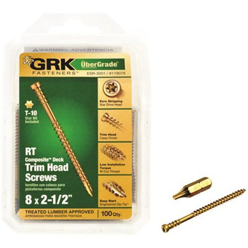 GRK Fasteners #8 x 2-1/2 in. Star Drive Composite Trim Head Screw (100-per Pack) GRK Fasteners #8 x 2-1/2 in. Star Drive Composite Trim Head Screw (100-per Pack)