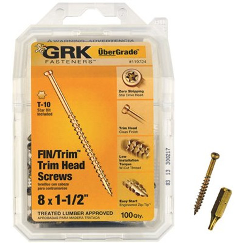 GRK Fasteners #8 x 1-1/2 in. Star Drive Trim-Head Finish Screw (100-per Pack) GRK Fasteners #8 x 1-1/2 in. Star Drive Trim-Head Finish Screw (100-per Pack)