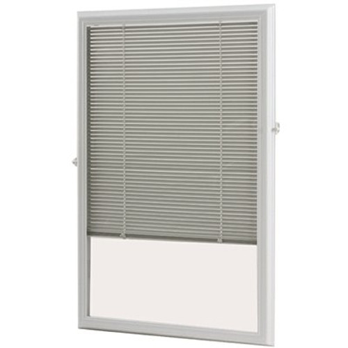 ODL White Cordless Add On Enclosed Blind with 1/2 in. Wide Aluminum Blinds for 20 in. Width x 36 in. Length Door Window