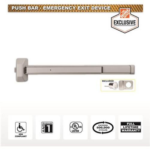 Universal Hardware L-Listed 2-7/16 in. Aluminum Rim Panic Device with Standard Pull and Cylinder