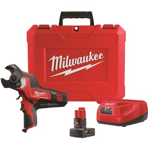 Milwaukee M12 12V Lithium-Ion Cordless 600 MCM Cable Cutter Kit with One 3.0Ah Battery, Charger and Hard Case