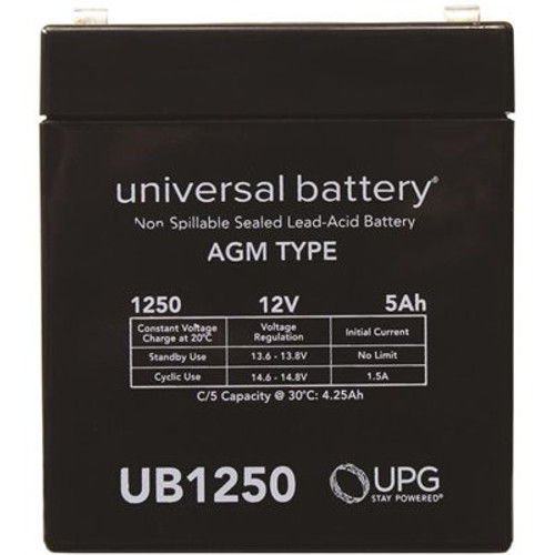 UPG 12-Volt 5 Ah F1 Terminal Sealed Lead Acid (SLA) AGM Rechargeable Battery