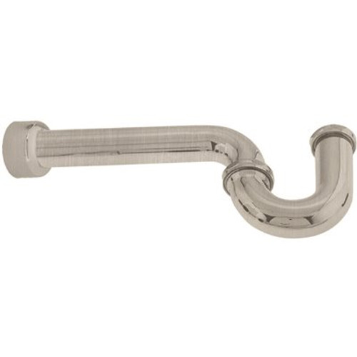 Westbrass 1-1/2 in. OD 17-Gauge Brass P-Trap with High Box Flange, Satin Nickel Westbrass 1-1/2 in. OD 17-Gauge Brass P-Trap with High Box Flange, Satin Nickel