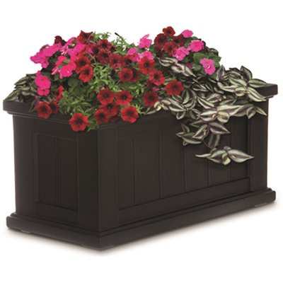 Mayne Cape Cod 24 in. x 11 in. Self-Watering Black Polyethylene Planter