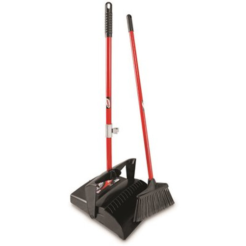 Libman 12 in. W Lobby Dust Pan and Open Lid Broom Set