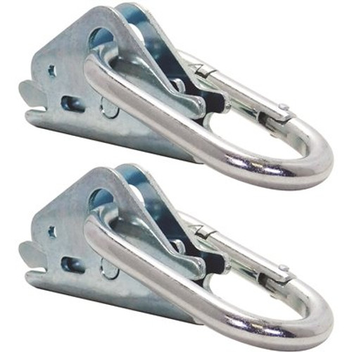 SNAP-LOC 1-1/2 x 3-1/8 Zinc-Plated Spring-Loaded Snap Hook to Connect Rope, Cable and Hook Straps to E-Tracks (2-Pack)
