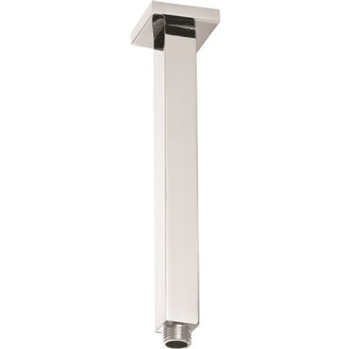 Westbrass 1/2 in. IPS x 9 in. Square Ceiling Mount Shower Arm & Flange, Polished Chrome