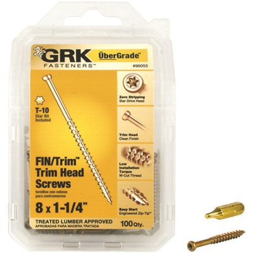 GRK Fasteners #8 x 1-1/4 in. Star Drive Trim-Head Finish Screw (100-Pack) GRK Fasteners #8 x 1-1/4 in. Star Drive Trim-Head Finish Screw (100-Pack)