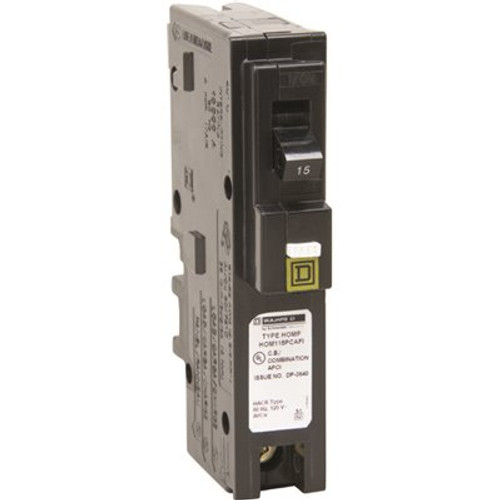 Square D Homeline 15 Amp Single-Pole Plug-On Neutral Combination Arc Fault Circuit Breaker(HOM115PCAFIC) Square D Homeline 15 Amp Single-Pole Plug-On Neutral Combination Arc Fault Circuit Breaker(HOM115PCAFIC)