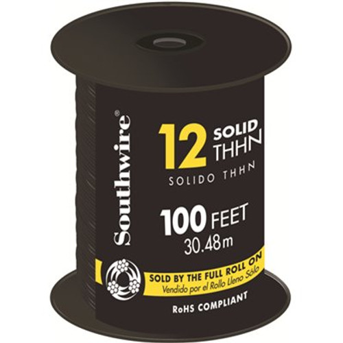 Southwire 100 ft. 12 Black Solid CU THHN Wire Southwire 100 ft. 12 Black Solid CU THHN Wire