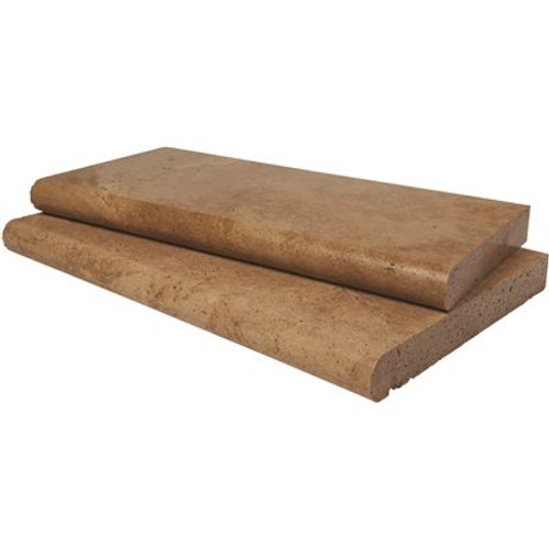 MSI Mediterranean Walnut 2 in. x 12 in. x 24 in. Brown Tan Travertine Pool Coping (15 Pieces/30 sq. ft./Pallet)