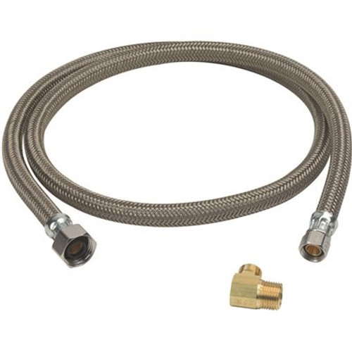 BrassCraft 1/2 in. FIP x 3/8 in. Compression x 48 in. Braided Polymer Dishwasher Connector with 3/8 in. Compression Elbow