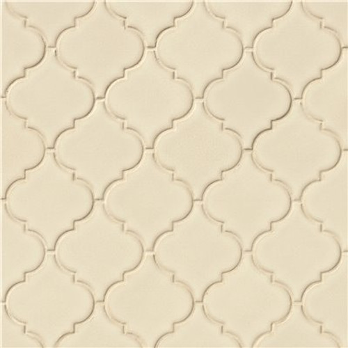 MSI Antique White Arabesque 10-1/2 in. x 15-1/2 in. x 8 mm Glossy Ceramic Mesh-Mounted Mosaic Wall Tile (11.7 sq. ft. /case)