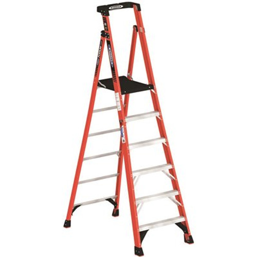 Werner 6 ft. Fiberglass Podium Step Ladder ( 12 ft. Reach Height) with 300 lbs. Load Capacity Type IA Duty Rating