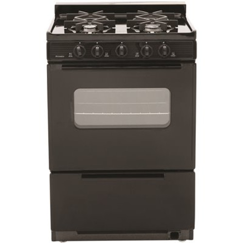 Premier 24 in. 2.97 cu. ft. Battery Ignition Gas Range in Black