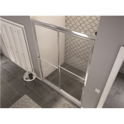 Newport 50 in. to 51.625 in. x 70 in. Framed Sliding Shower Door with Towel Bar in Chrome and Clear Glass