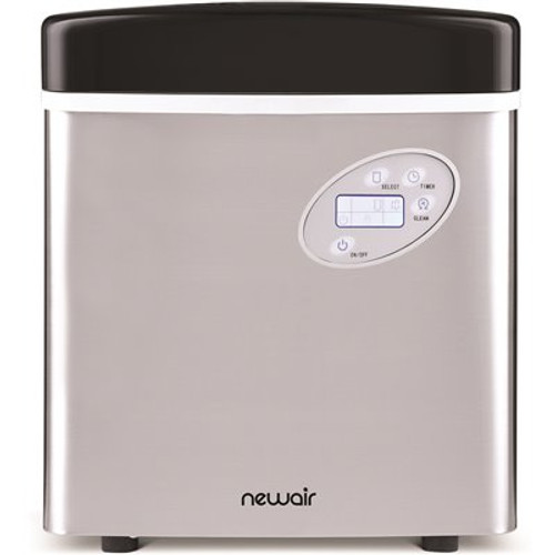 NewAir Portable 50 lb. of Ice a Day Countertop Ice Maker BPA Free Parts with 3 Ice Sizes and Easy to Clean - Stainless Steel