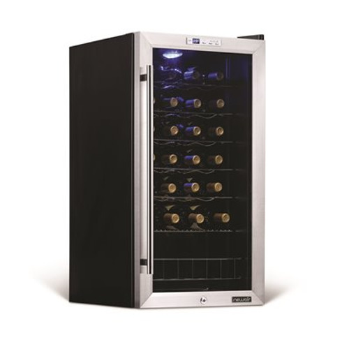 Single Zone 27-Bottle Freestanding Wine Cooler Fridge with Exterior Digital Thermostat and Chrome Racks, Stainless Steel