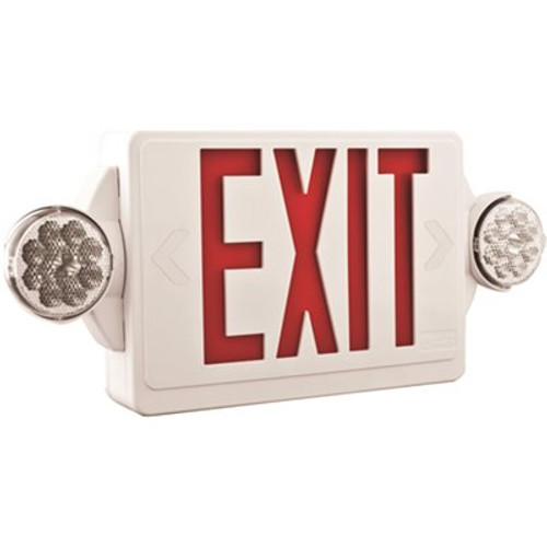Contractor Select LHQM 120-Volt/277-Volt Integrated LED White Exit Emergency Combo High Output with 9.6-Volt Battery