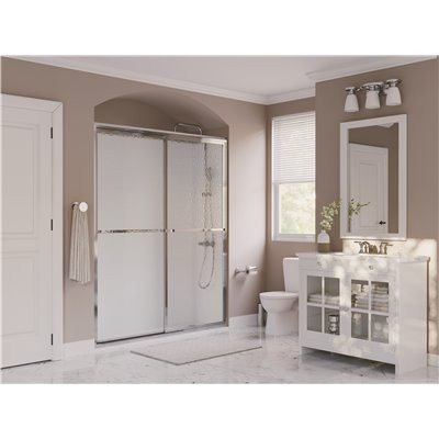 Paragon 40 in. to 41.5 in. x 70 in. Framed Sliding Shower Door with Towel Bar in Chrome and Obscure Glass