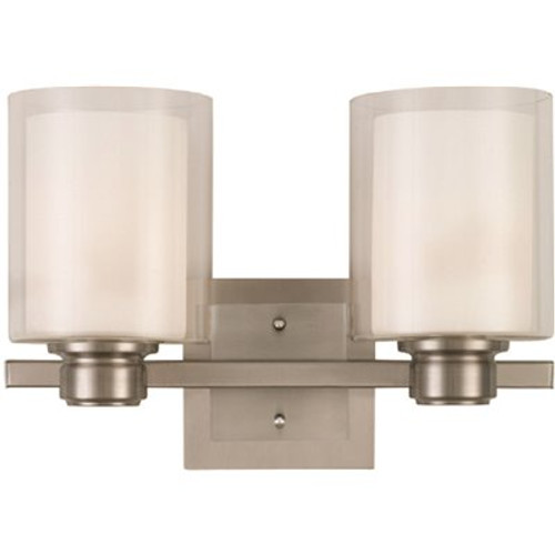 Design House Oslo 2-Light Satin Nickel Indoor Bath or Vanity Light