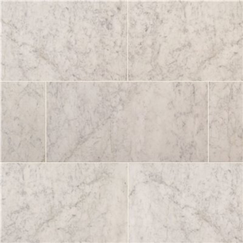 MSI Carrara White 12 in. x 25 in. Polished Marble Stone Look Floor and Wall Tile (12 sq. ft./Case)