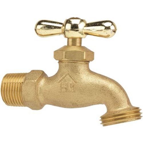 Everbilt 1/2 in. MIP and 1/2 in. SWT x 3/4 in. MHT Brass Hose Bibb Valve