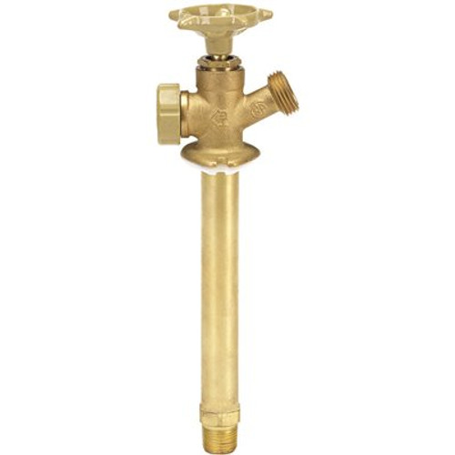 Everbilt 1/2 in. MIP and 1/2 in. SWT x 3/4 in. MHT x 6 in. Brass Anti-Siphon Frost Proof Sillcock Valve