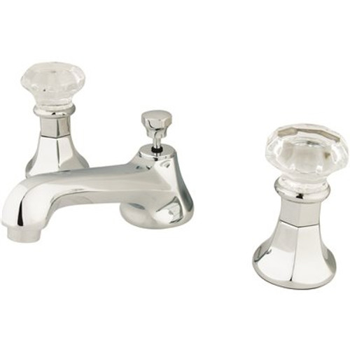 Kingston Brass Crystal 8 in. Widespread 2-Handle Mid-Arc Bathroom Faucet in Polished Chrome